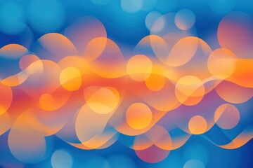 A soft-focus pattern of orange bokeh lights on a smooth blue gradient, creating a harmonious abstract design.