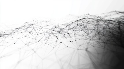 Poster - Monochrome Network Lines Abstract Representation Dynamic Wave Visuals Digital Art Blockchain Technology