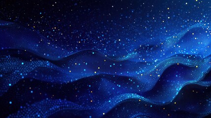 Aufkleber - Abstract Digital Pattern Blue Teal Gradient Bioluminescent Wave Composition Tranquility