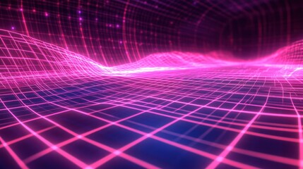 Leinwandbilder - Vibrant pink and purple digital grid evoking futuristic landscape
