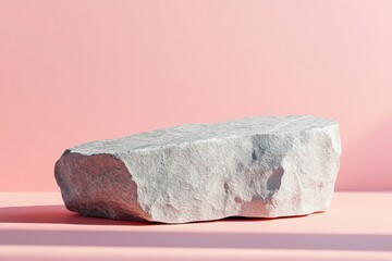 Leinwandbilder - Minimalist Stone Still Life with Soft Pink Background and Dramatic Lighting