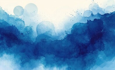 Poster - Tranquil Abstract Watercolor Painting with Blue Hues and Soft White Background