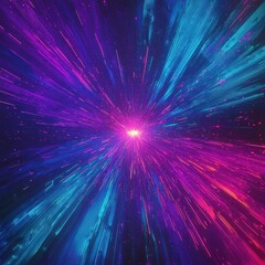 Poster - dynamic abstract explosion of colorful rays and lines in blue and magenta