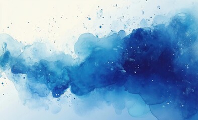 Poster - Abstract Blue Watercolor Texture Illustration with Circular Shapes in Soft White Gradient