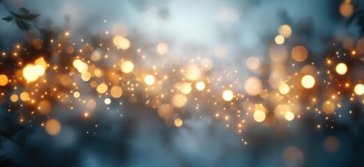 Poster - Golden Bokeh Lights Abstract Background with Soft Focus and Blurred Effects for Glamorous Celebrations