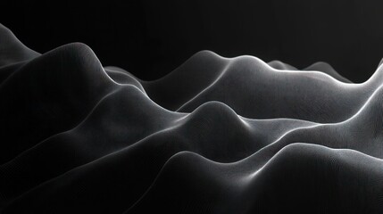 Aufkleber - Abstract Digital Wave Patterns in Monochrome with Ambient Light and Smooth Curves
