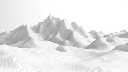 Poster - 3d wireframe landscape geometric abstraction soft lighting depth undulating hills valleys cyberspace