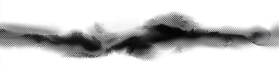 Poster - Halftone Pattern with Gradient Abstract Shapes Black and White Minimalist Design Art