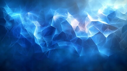 Fototapete - Captivating Blue Fractalscape: An Abstract Digital Art Composition Featuring Crystalline Shapes and Glowing Light Accents, Evoking a Sense of Frozen Energy