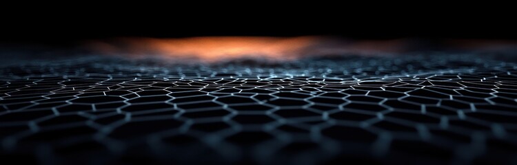 Poster - futuristic abstract landscape hexagonal patterns soft blue lighting depth perspective digital art