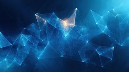 Poster - Digital Abstract Blue Geometric Shapes Big Data Visualization Science Background