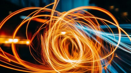 Poster - Abstract light trails forming a tunnel of neon colors, creating a dynamic and futuristic sense of high speed