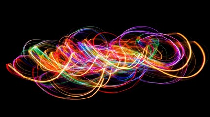 Poster - Abstract light trails forming a tunnel of neon colors, creating a dynamic and futuristic sense of high speed