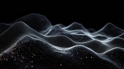Fototapete - Abstract Digital Waves Monochromatic Visualization Soft Ambient Lighting Depth Flow