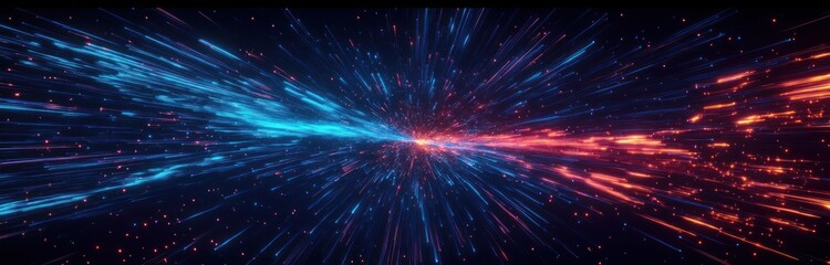 Poster - futuristic dynamic abstract background with neon blue and purple light streaks in circular motion