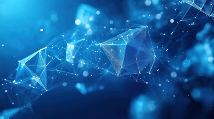 Aufkleber - Abstract Digital Blue Background Geometric Shapes Data Visualization 3D Network Triangles Plexus Art