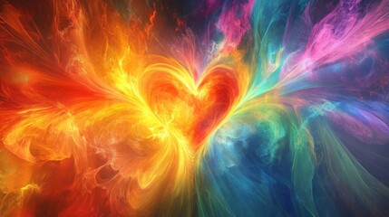 Poster - A colorful heartbeat graph flowing smoothly across a digital display, representing the life force and energy of a beating heart in a captivating design