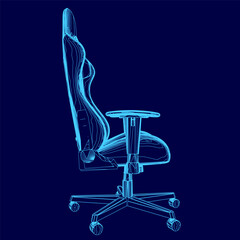 Poster - A blue chair outline. The chair is designed to be ergonomic and comfortable for long periods of sitting