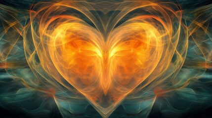 Poster - A creative visualization of heart waves morphing into abstract shapes, representing the life force and rhythm in a colorful and energetic manner