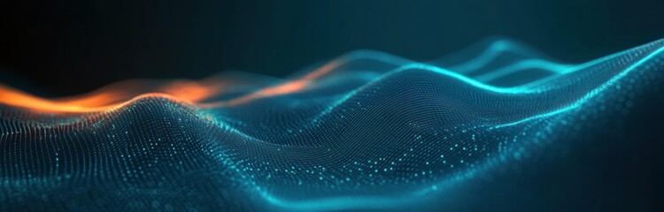 Aufkleber - Futuristic Digital Landscape with Luminous Waves and Ambient Lighting