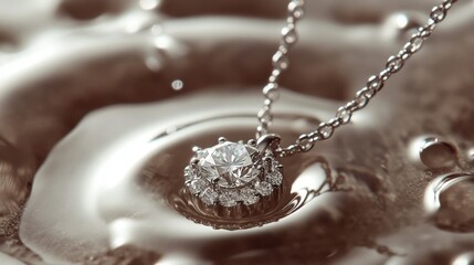 Fototapete - A macro shot of a diamond pendant catching light, with reflections dancing around it, creating a captivating and luxurious effect