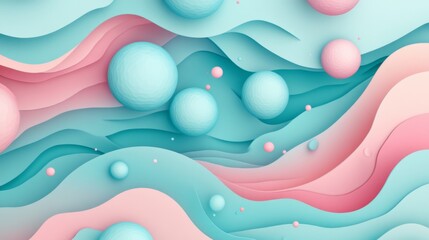 Poster - Creative abstract graphic featuring layered paper-cut style shapes in pastel tones, creating a D visual effect with depth and texture