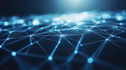 Aufkleber - High-tech digital circuit design in blue tones, with interconnected lines and nodes creating a complex network pattern on a dark background