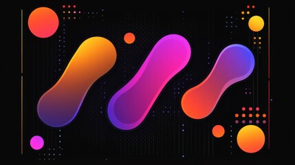 Poster - Vibrant, gradient-colored blobs and fluid shapes on a black background, giving a modern and abstract feel to the overall design