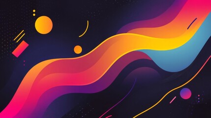 Leinwandbilder - Vibrant, gradient-colored blobs and fluid shapes on a black background, giving a modern and abstract feel to the overall design