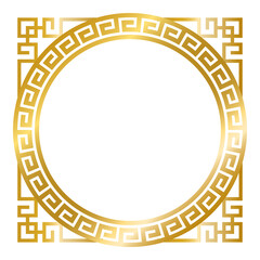 Wall Mural - decorative gold frames, vintage golden frame ornament, asian style frame, decoration elements vector