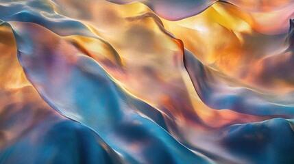Aufkleber - Abstract waves of fabric in flowing pastel colors shimmer