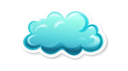 Wall Mural - Cartoon cloud graphic, light teal color, isolated on white background. Possible use digital art, icon, design element