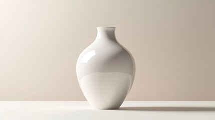 Poster - Minimalist white vase on neutral background