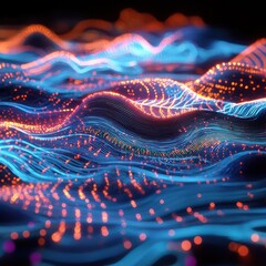 Poster - Sound vibrations materializing as radiant light waves, illustrating dynamic acoustic resonance.