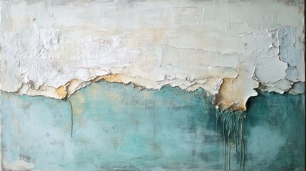 Aufkleber - Abstract textured artwork featuring a split between white and teal