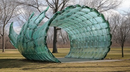 Poster - Large glass sculpture creates an interesting tunnel formation on lawn