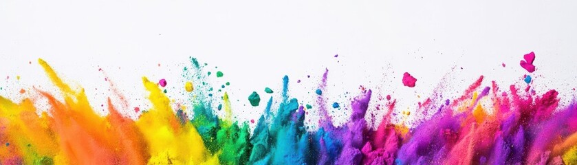 Aufkleber - Colorful paint splashes creating an abstract design on a white background for creative projects