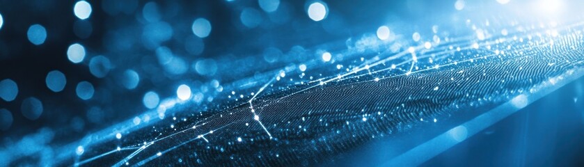 Poster - Abstract technological background with interconnected dots and blurred bokeh
