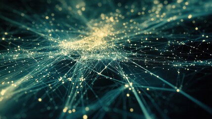 Poster - Network of interconnected lines and nodes glowing in the dark