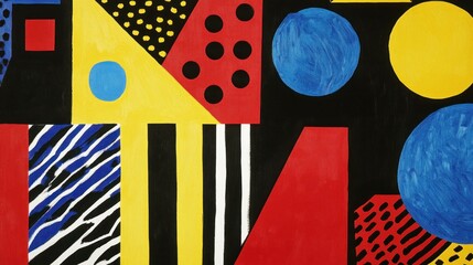 Poster - Abstract painting displaying an assortment of colorful geometric shapes