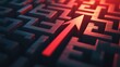 © dong - Success Strategy Arrow Through Maze Puzzle Path on 3D Solution Labyrinth Business Background: Concept of Direction, Decision, Goal, Thinking, Challenge, and Achievement