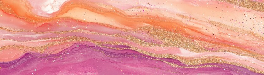 Poster - Abstract background with fluid acrylic paints and gold glitter