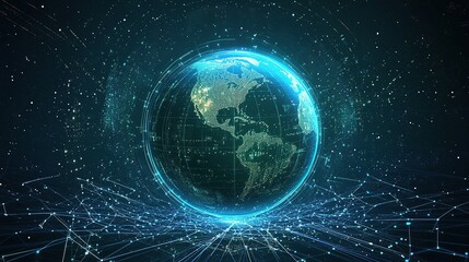 Poster - Abstract Technology Communication Concept with Global Network Lines
