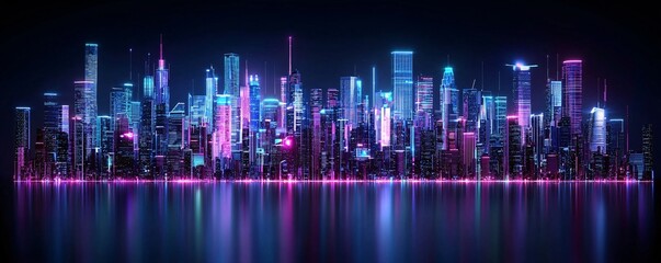Poster - a futuristic metropolis built into a massive asteroid, illuminated with neon lights, hovering transp