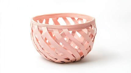 Wall Mural - Pink woven basket on white background