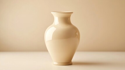 Poster - Beige vase on plain background; decorative object, still life, home decor; product photography