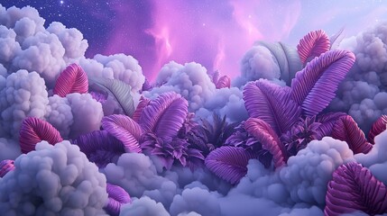 Poster - a celestial garden floating in the cosmos, radiant plants glowing under the aurora of a nearby nebul