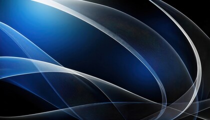 Poster - abstract blue and white light waves on dark background for digital design, technology art, and futuristic visuals

