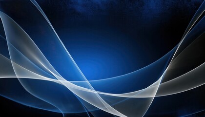 Poster - abstract blue and white light waves on dark background for digital design, technology art, and futuristic visuals

