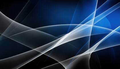 Poster - abstract blue and white light waves on dark background for digital design, technology art, and futuristic visuals

